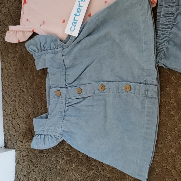 Baby Girls Carter's 3pc Chambray Top Bodysuit & Shorts Set Size 3 6 9 months NWT - Picture 4 of 6